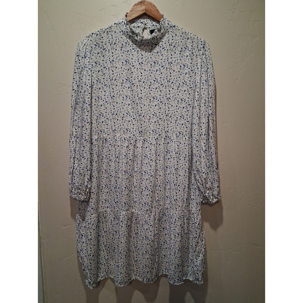 Angels Forever Young Womens Size Large Blue Floral Tiered High Neck Prairie Vibe